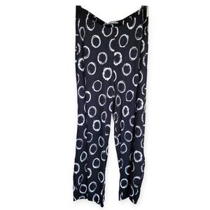 Alembika Black White Wide Leg Punto Pants Cropped Stretch Viscose Size 2 Women